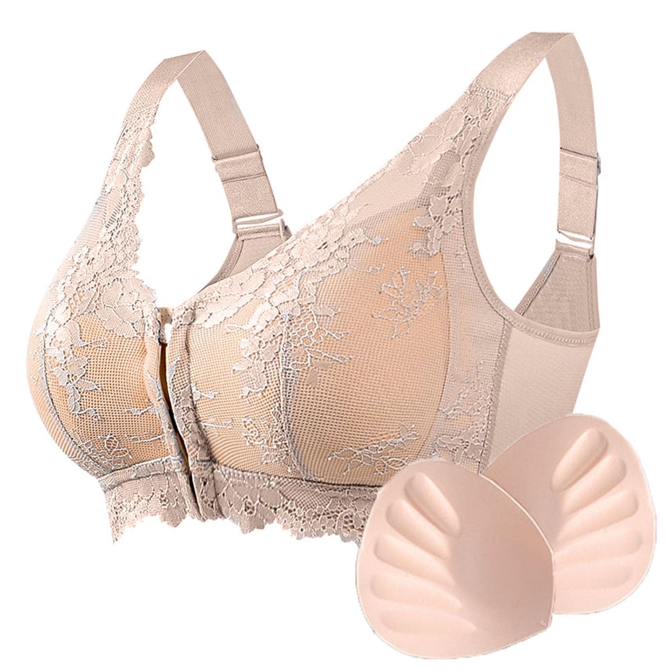 Magnetic Front Closure Post Surgery Mastectomy Bra with Breast Prosthesis Pads Pockets Massage Support Wireless Bralette