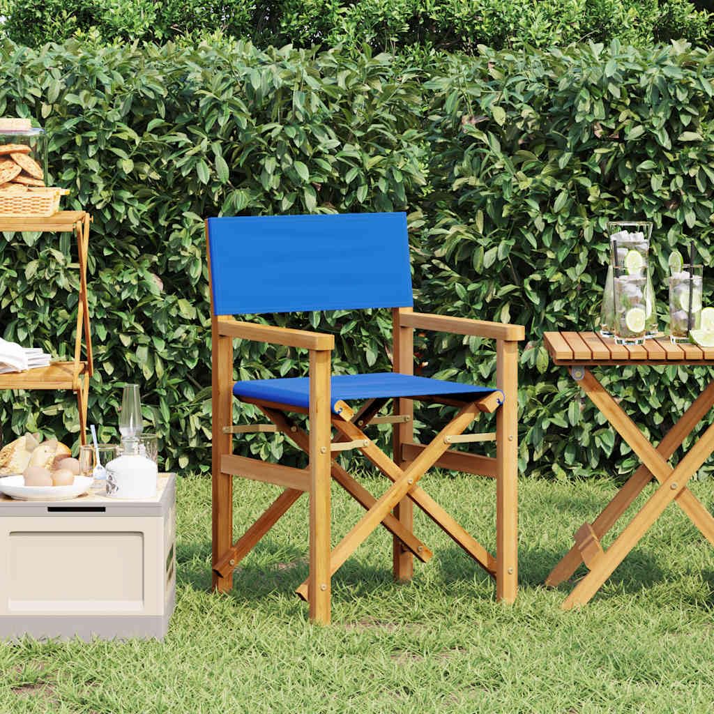 Solivagant Sedia da Regista Pieghevole Blu in Legno Massello di Teak,Blu,7.8kg