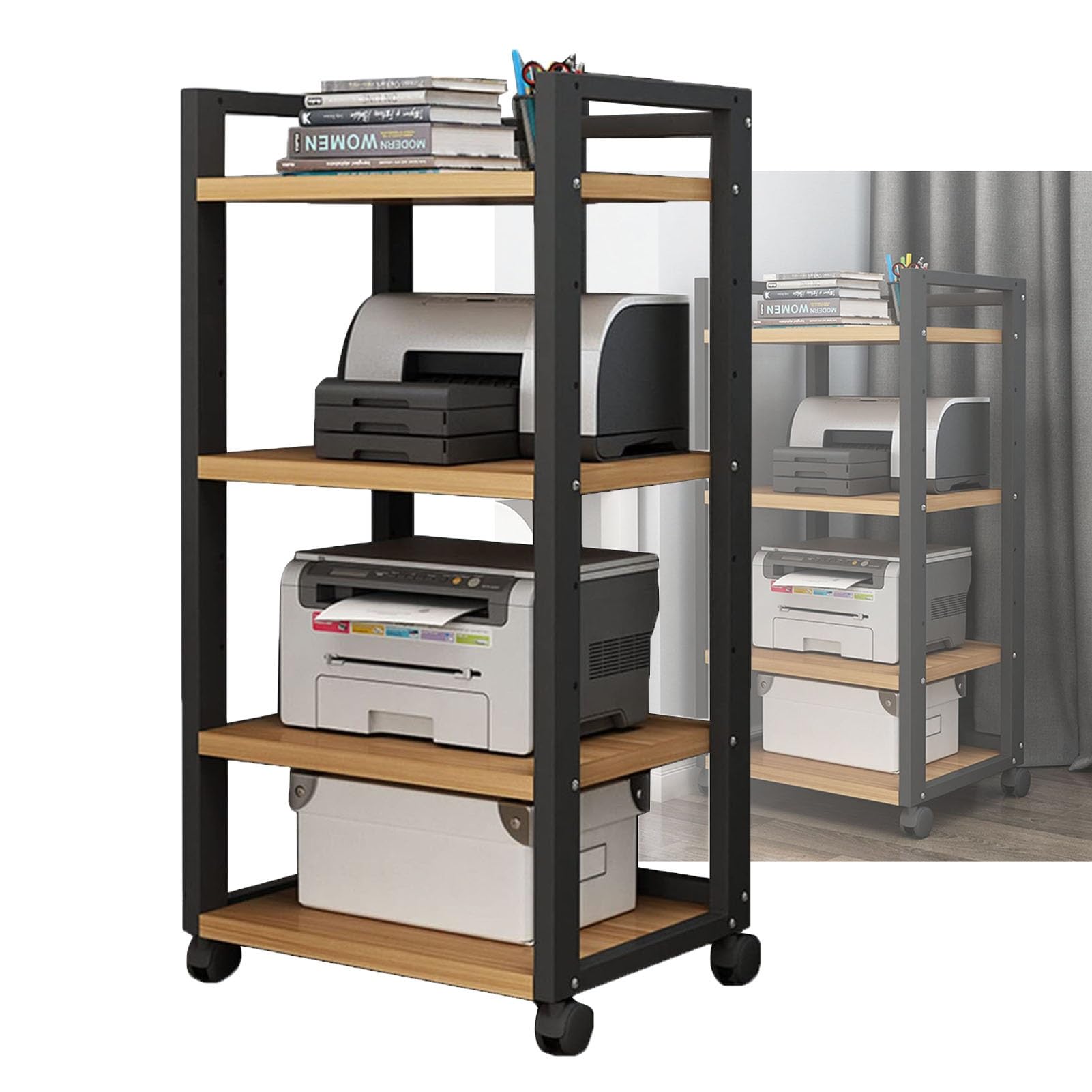 4-poziomowy Zdejmowany Stojak Audio-AV, Narożna Drewniana Szafka Na Komponenty, Stojak Na Stereo Audio, Wielofunkcyjny Stojak Na Media Stereo, Odtwarzacz CD, 55x50x100cm (Color : Black, Size : 55x50