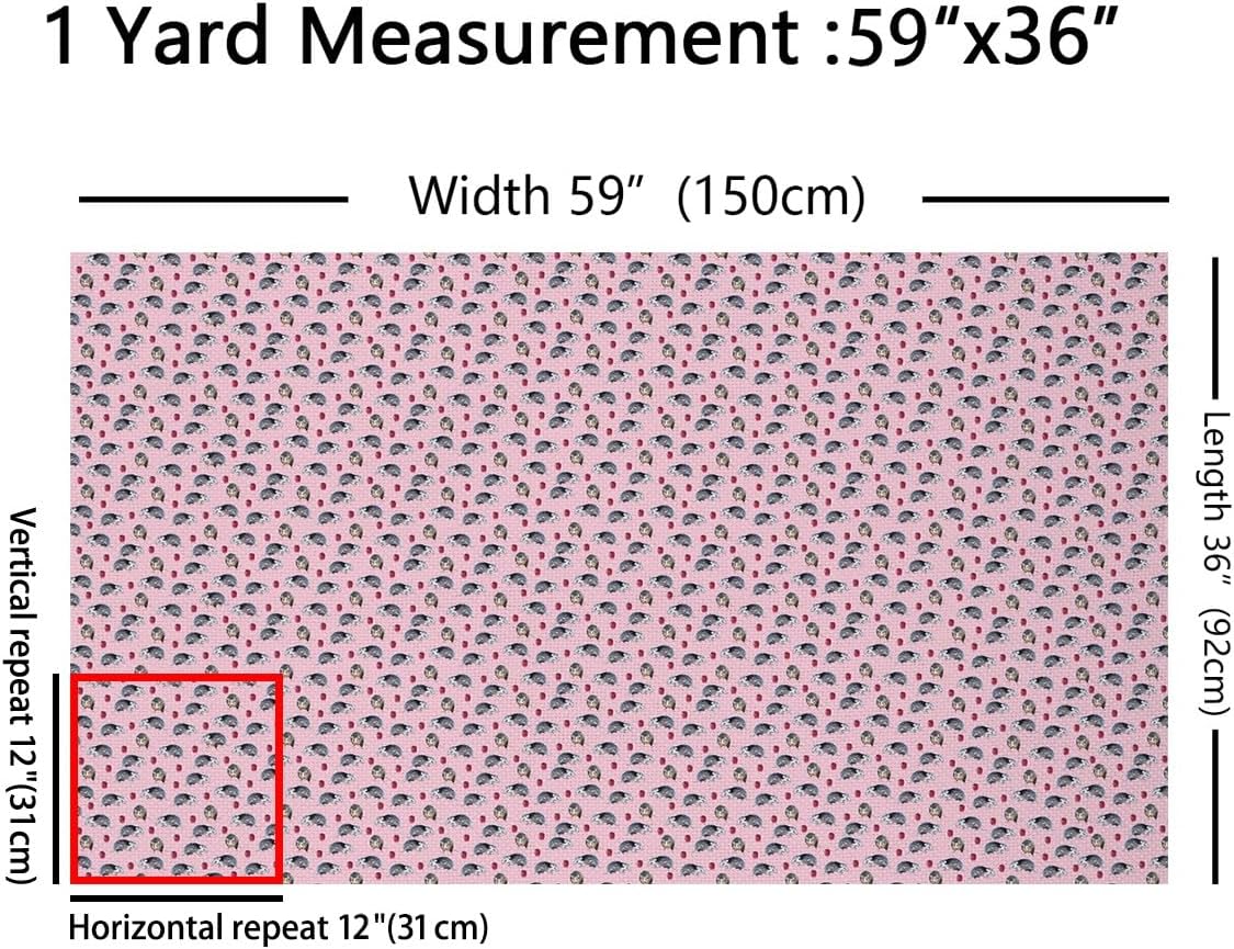 Watercolor Red Strawberry Pink Fabric by The Yard for Chairs Cartoon Possum Soft Flannel Polyester No Stretch Fabric for Arts DIY Sewing Opossum Decorative Waterproof Outdoor Fabric,10 Yards