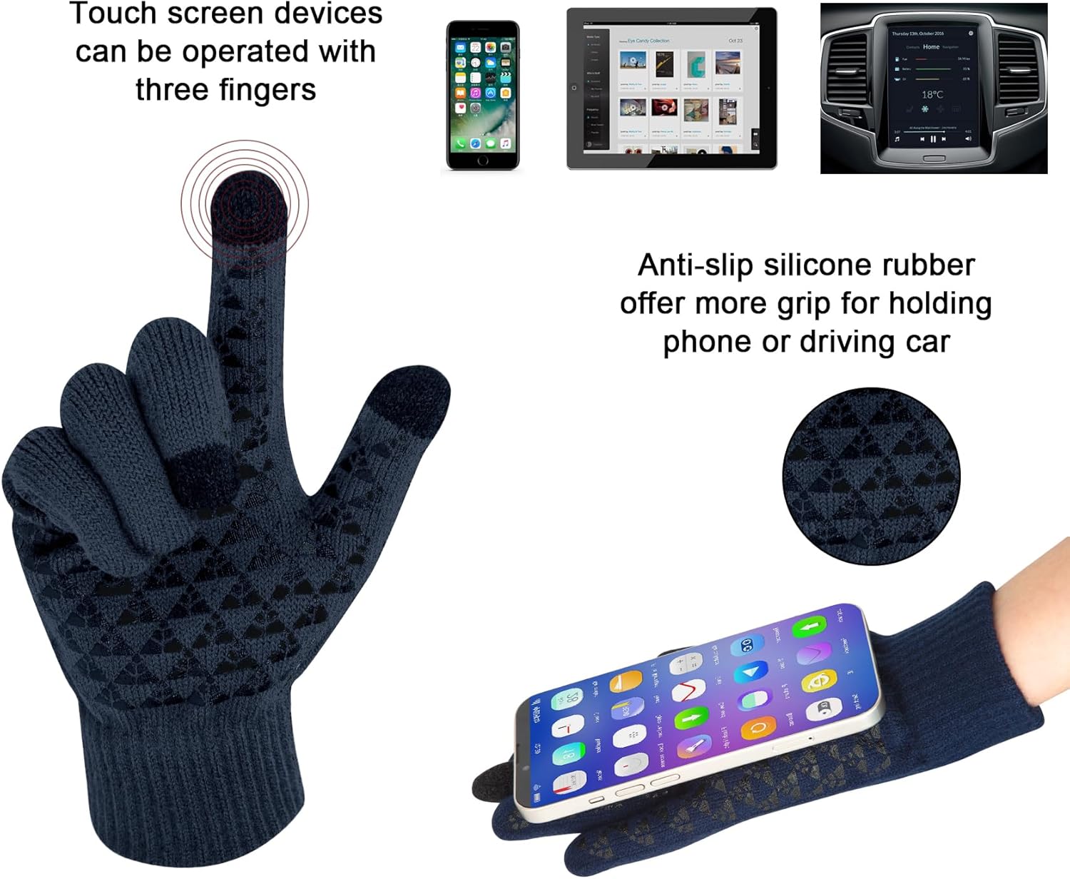 Winter Beanie Hats Scarf Gloves Set Thick Warm Slouchy Beanies Hat Knit Skull Cap Neck Warmer for Men Women - Image 4