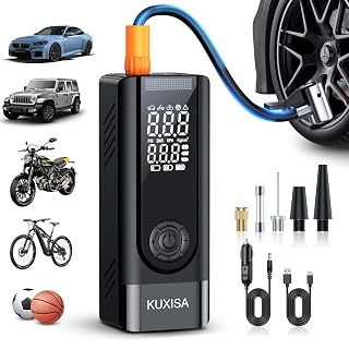 Tire Inflator Portable Air Compressor, 180PSI Air Compressor with Digital Pressure Gauge, 25000mAh & 3X Faster Portable Air Pump for Car, Motorcycle, Bicycle, Ball and More(Black) - Amazon product rated Grade A