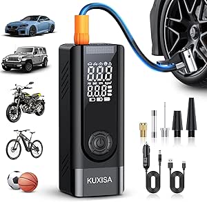 Compresseur d'air portable pour gonfleur de pneu, compresseur d'air 180 PSI avec manomètre numérique, 25 000 mAh et pompe à air portable 3 fois plus rapide pour voiture, moto, vélo, ballon et plus