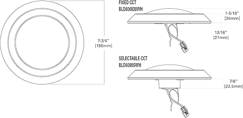 Miniatura 3 de HALO BLD6089SWHR BLD - Lámpara de techo empotrada integrada blanca de 6 pulgadas en CCT seleccionable (2700K-5000K), montaje directo LED compatible