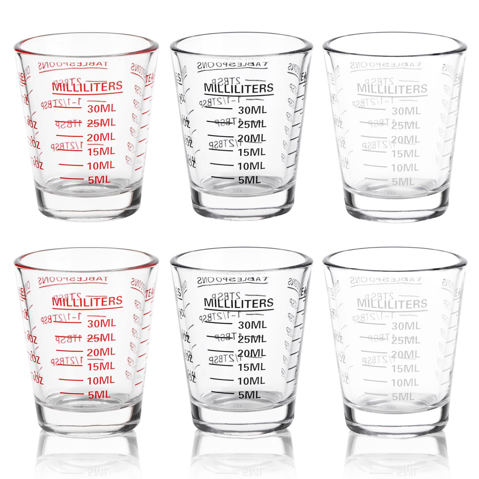Shot Glass Measuring Cup Set, 6 Pack Espresso Shot Glasses (Mixed Colors)