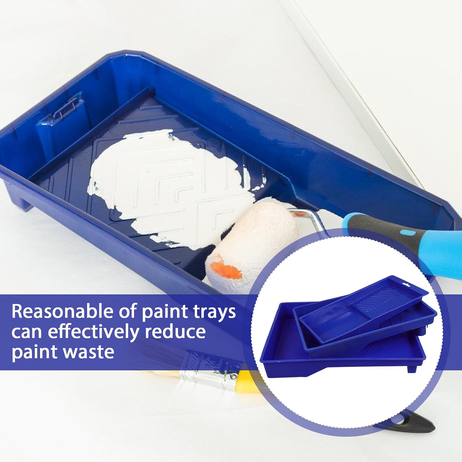 3pcs Paint Roller Tray Set with 4", 7", 9" Trays Plastic Paint Pans for Home Improvement and Commercial Use