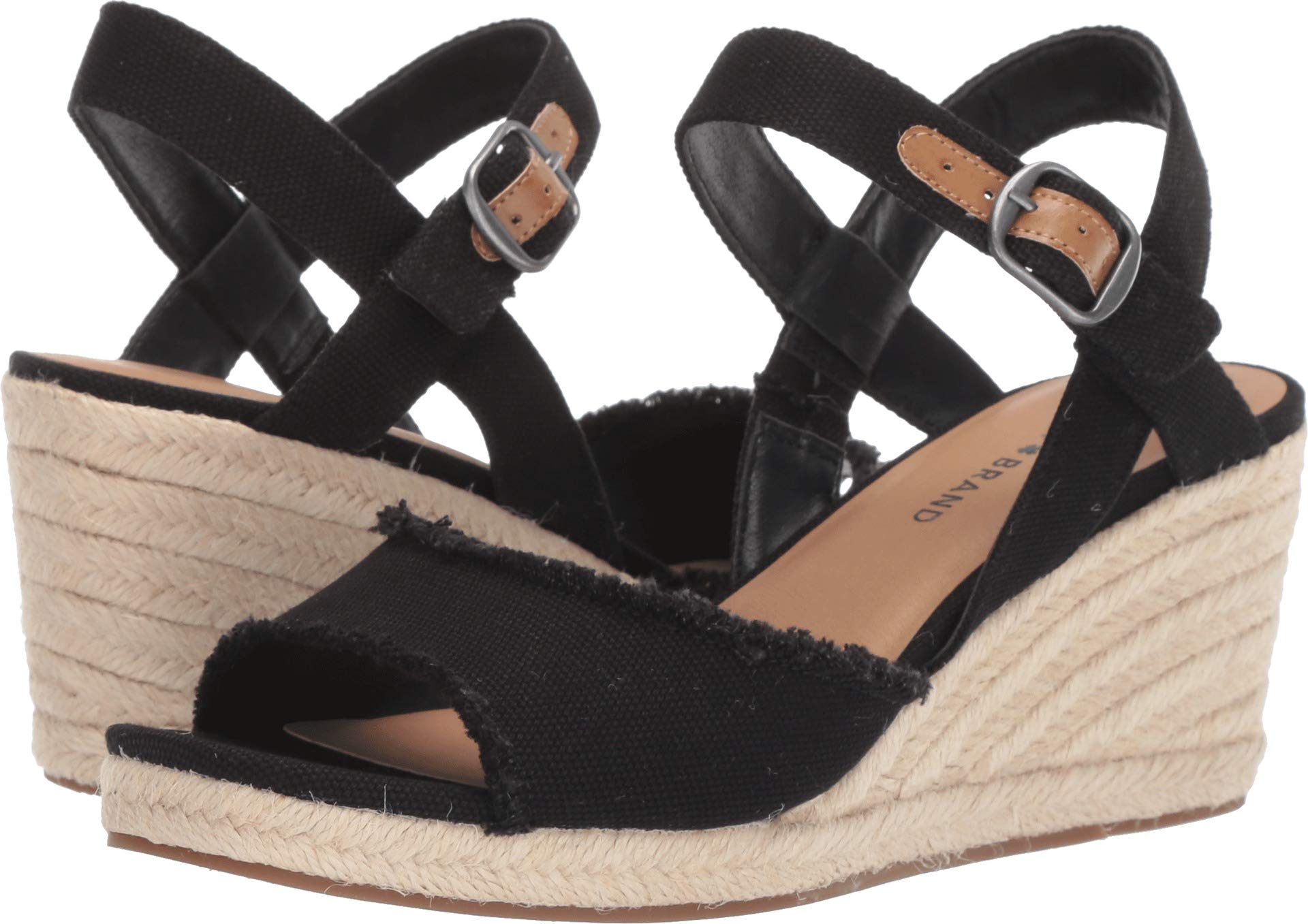 Lucky Brand Women's Mindra Espadrille Wedge Sandal, Black, 6 Wide