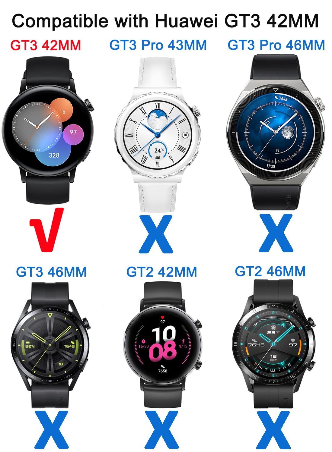 Yoomigle 6 Pack Compatible with Huawei Watch GT3 42MM Screen Protector Film for Huawei Watch GT 3 42 Smartwatch Screen Protectors Foils Screen Cover Crystal Clear Anti-Scratch - Image 2