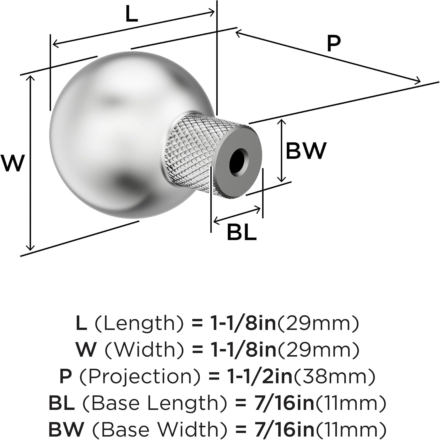 Amerock Collet 1-1/8 inch (29mm) Diameter Polished Chrome Cabinet Knob, BP3768026