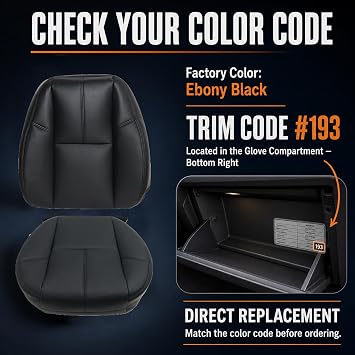 Driver Side Bottom & Lean Back Microfiber Leather Seat Cover Compatible with Chevy Silverado Tahoe Suburban Avalanche GMC Sierra Yukon 2007-2014, #193 Black, 2PCS