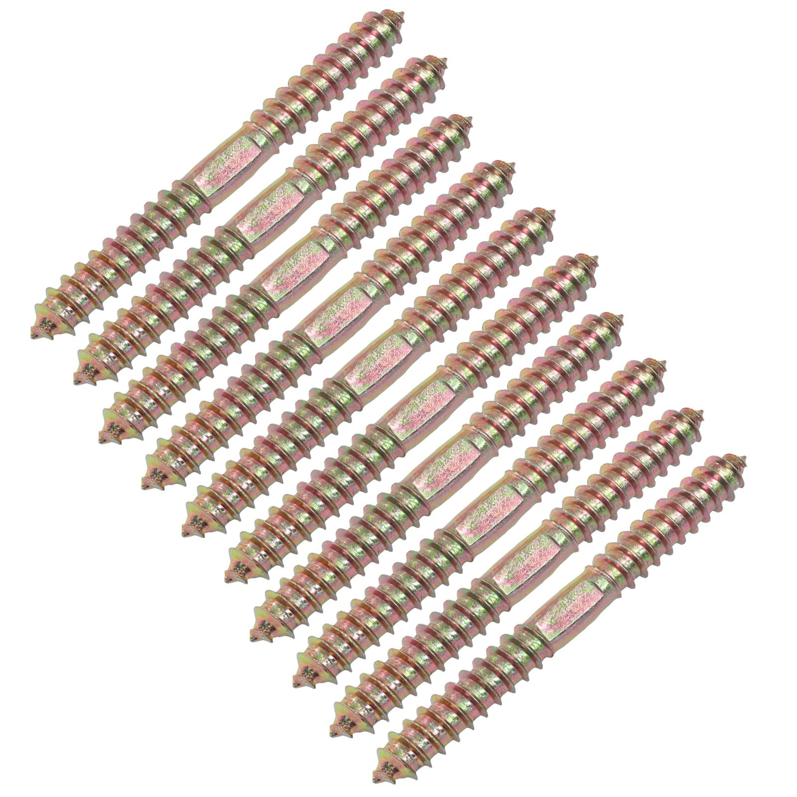 LDEXIN 20Pcs 10x100mm Hanger Bolts, Double Ended Self-Tapping Thread Wood to Wood Dowel Screws Double Ended Screw Dowels Hanger for Furniture