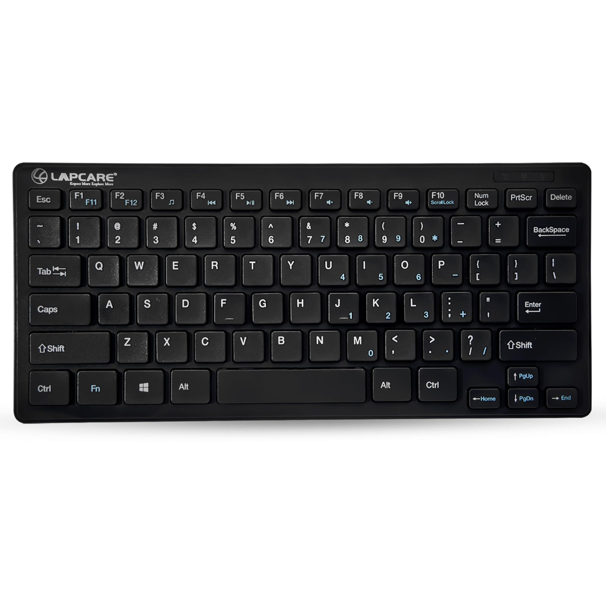 LAPCARE D-lite Plus Wireless Keyboard with 2.4 GHz & 10 M BT Range &78 Keys, 8 Million Key Life, Minimalist Design,Compatible Window98, ME, 2000, XP, Windows VISTA/7/8/10,Linux (D-Lite + BLK)