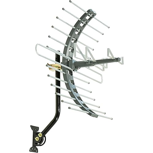 GE Outdoor HD Digital TV Antenna, Long Range Smart TV Antenna, Supports 4K 1080P HD Smart TV VHF UHF, J Mount Included for Attic or Outdoor, Weather Resistant, 29884