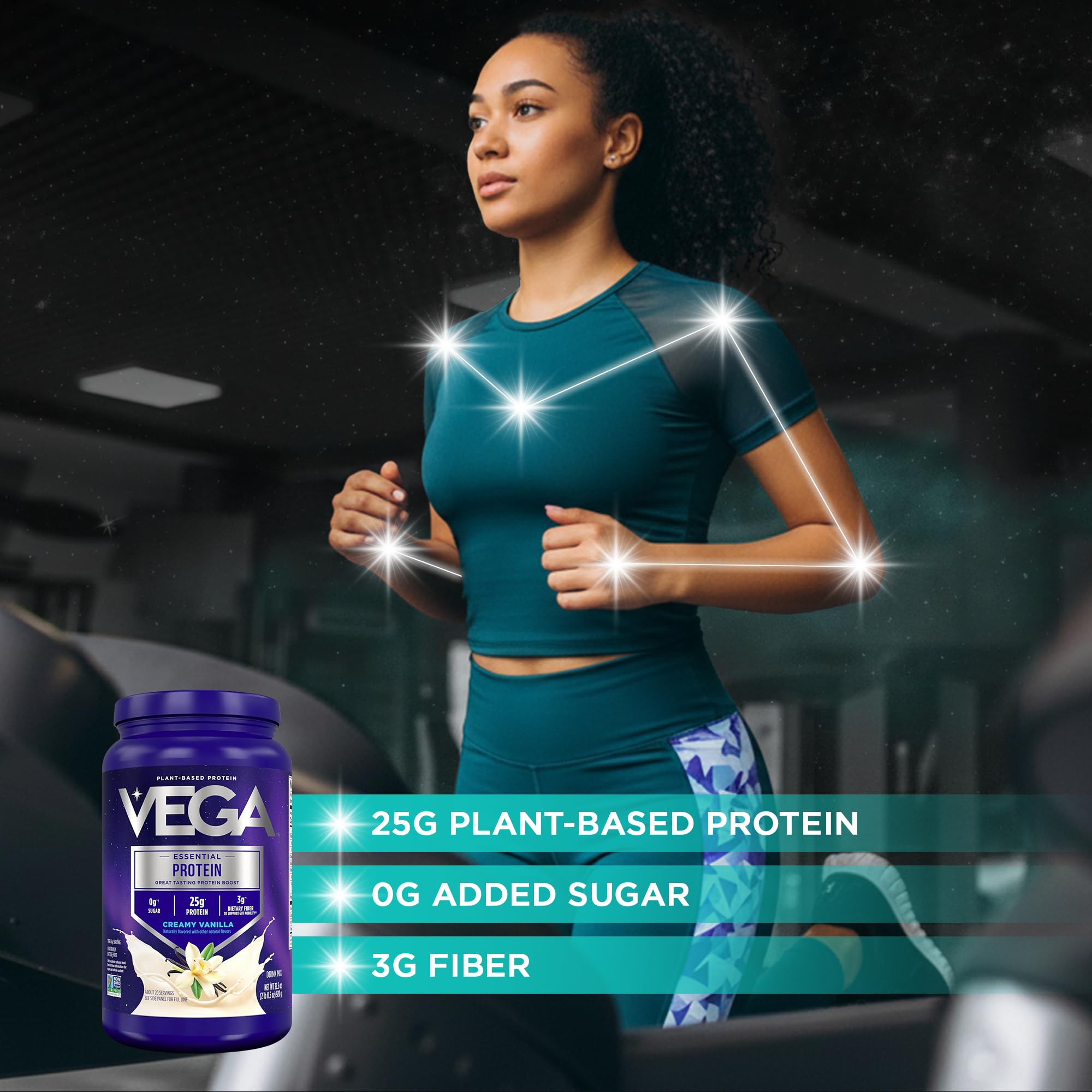 Vega Essential Protein – 25g Plant Based Protein Powder, Creamy Vanilla, Vegan for a Dairy-Free Vanilla Shake – Large Tub, 32.5oz (20 Servings) — Amazon image 4