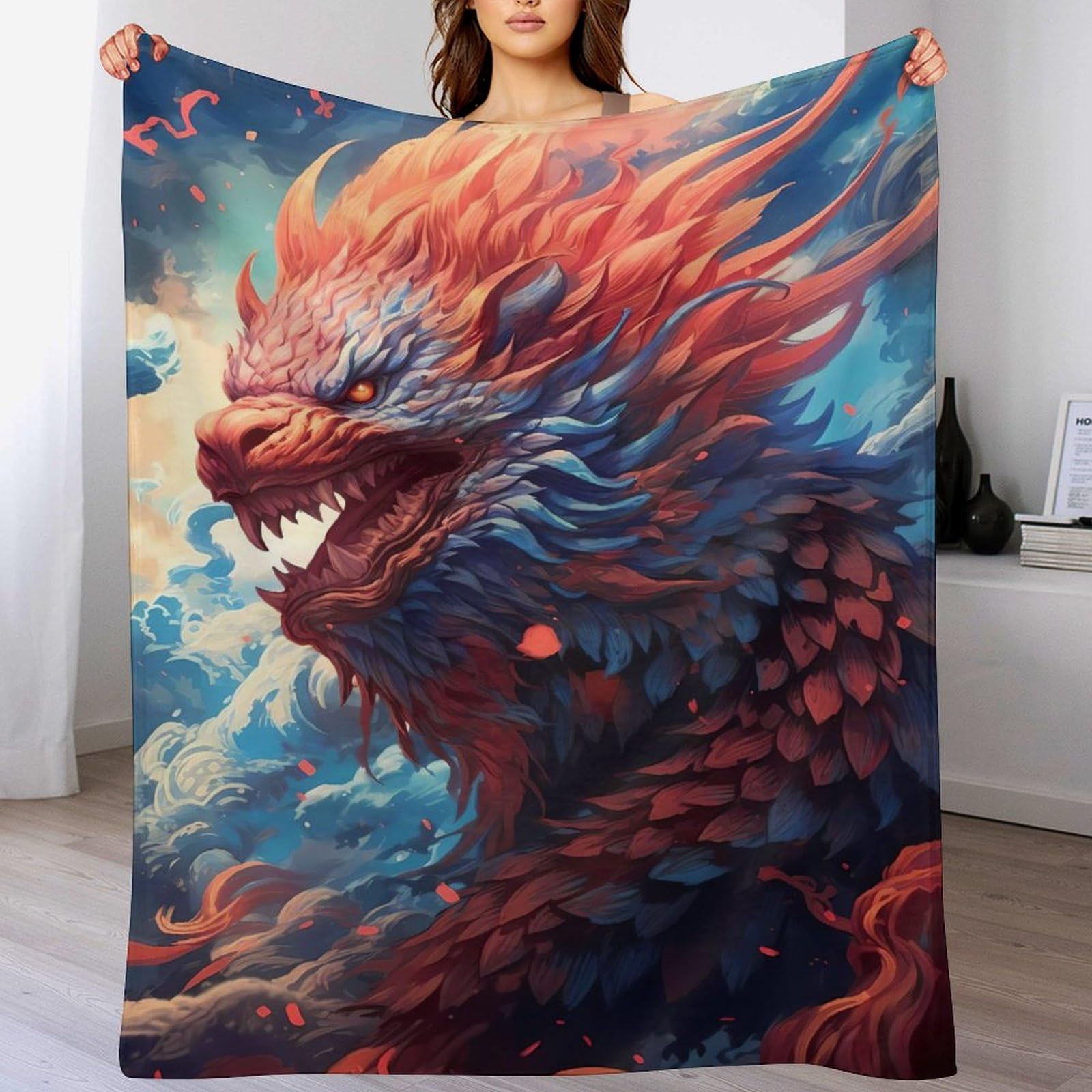 Couverture dragon flannel pour canapé plaid enfant et adulte 130x180