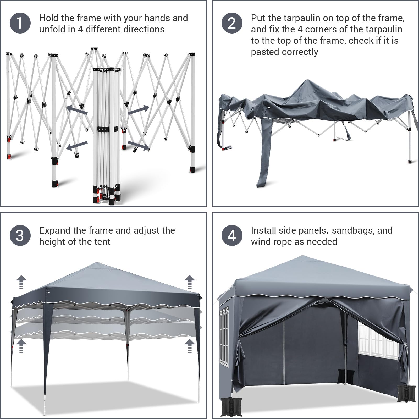 Outsunny Paviljoen Tuinpaviljoen Met Zijdelen Partytent D Aluminium Bruin 300 X 300 X 263 M Aosom Netherlands
