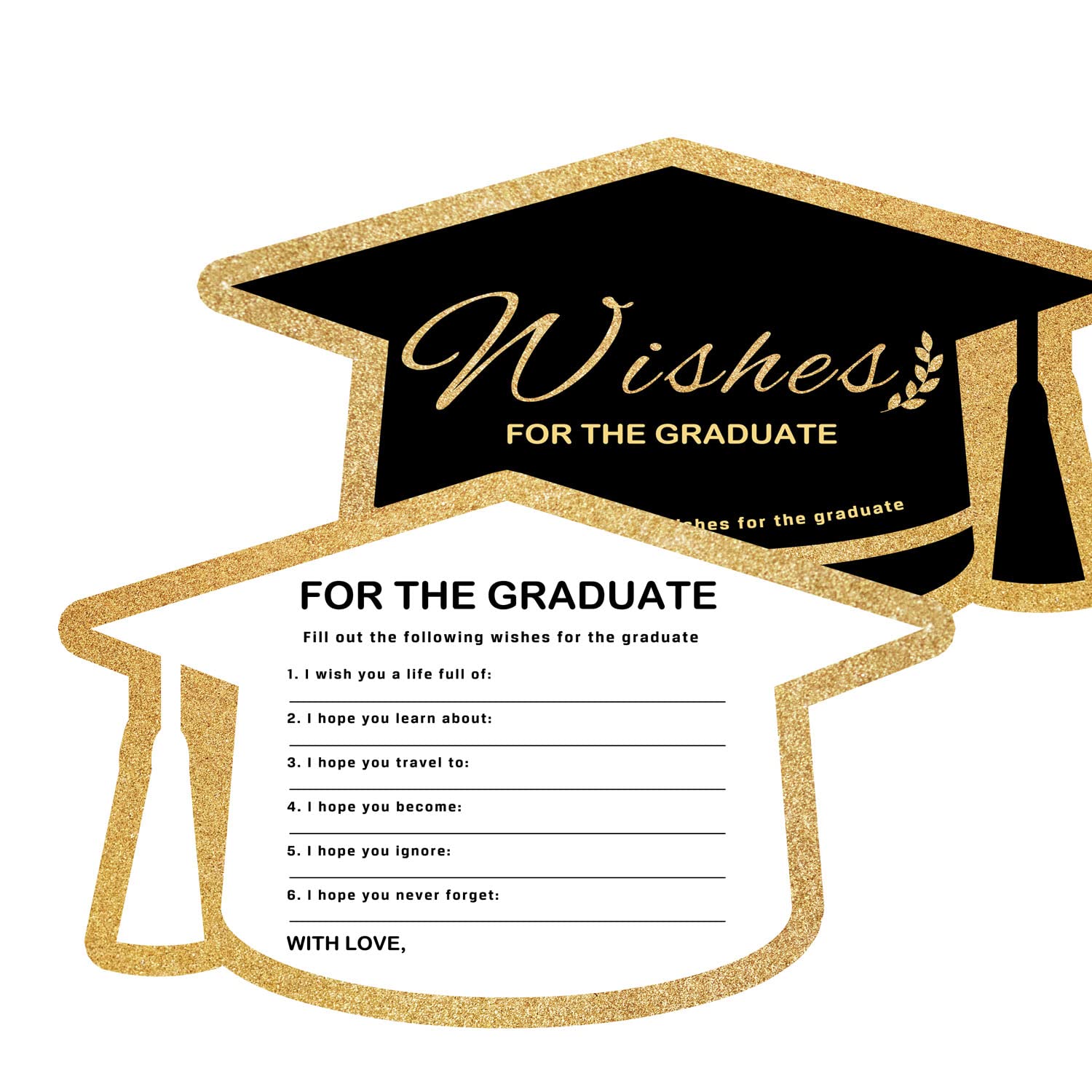 Photo 1 of Graduation Party Game Cards, Wishes for the Graduate Cards, Grad Celebration Party Supplies for College Senior School, Easy Funny Graduation Game suit Every People, 20 Cards-- 2 items 