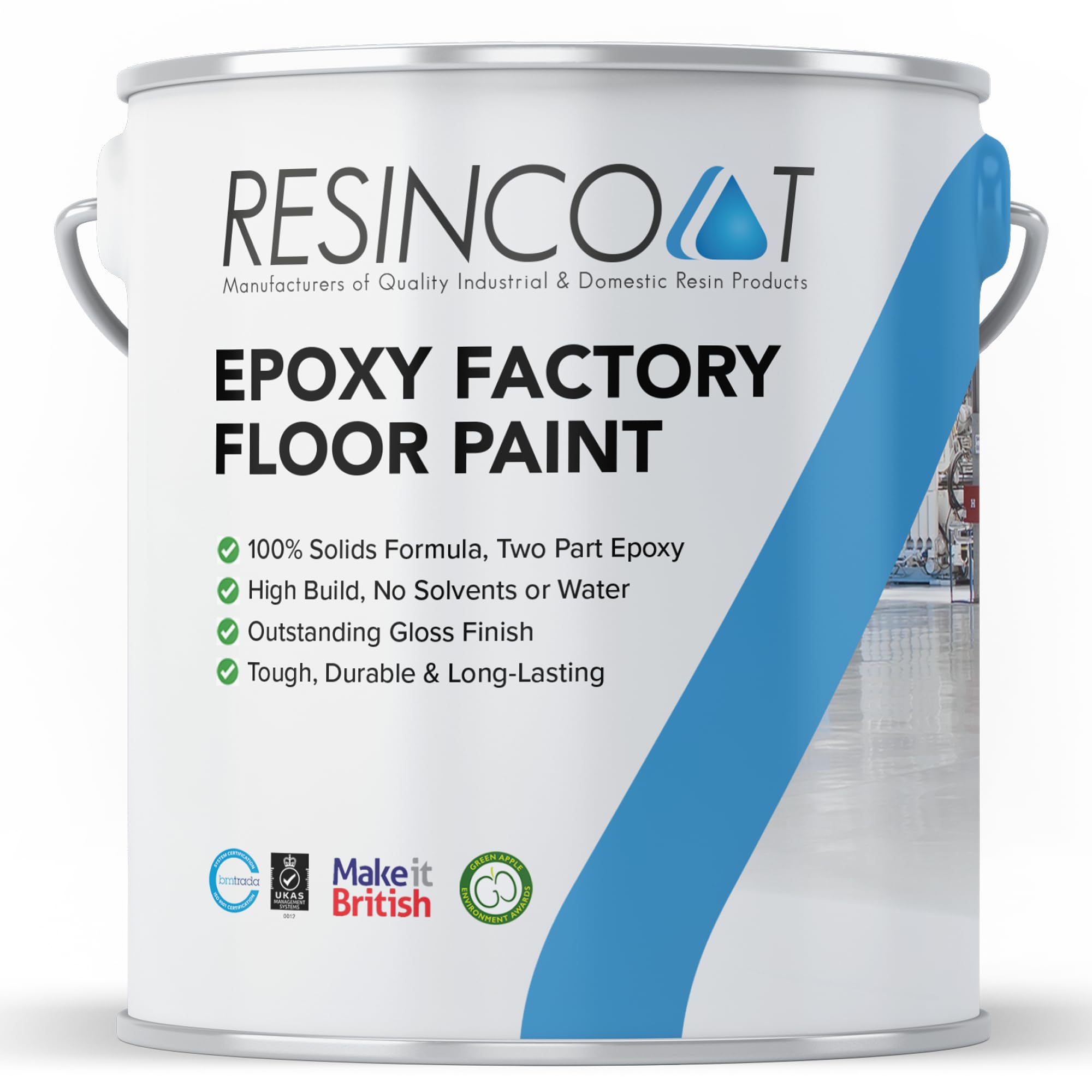 Resincoat Light Grey High Build Epoxy Factory Floor Paint – Heavy Duty Industrial Two Part Coating For Concrete Floors – Chemical Resistant, Easy Clean & Long Lasting – Made In The Uk (, 1Kg)