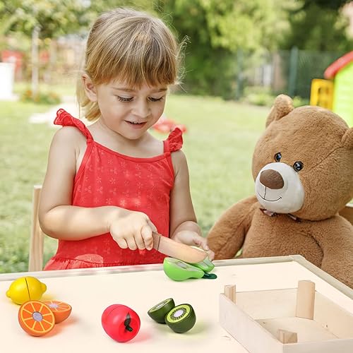 Miniatura 3 de Juguetes educativos de madera para cortar alimentos  11 piezas de madera para niños pequeños de 1 a 3 años, juego de rebanadores de verduras,