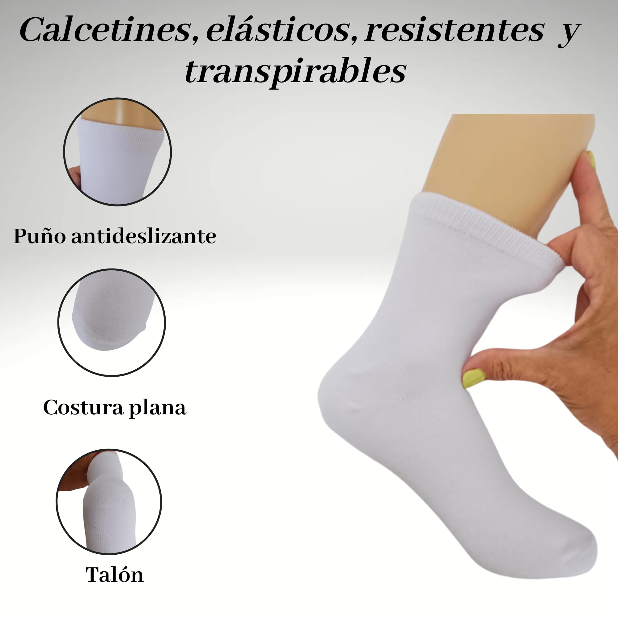 (6 pares) calceltines escolares para niña-niño blancos de algodon uso colegio, deportes, casual unisex, calcetin para uniforme escolar semialtos, medias (FR/ES, Números, 12, Regular, BLANCO 29-32)
