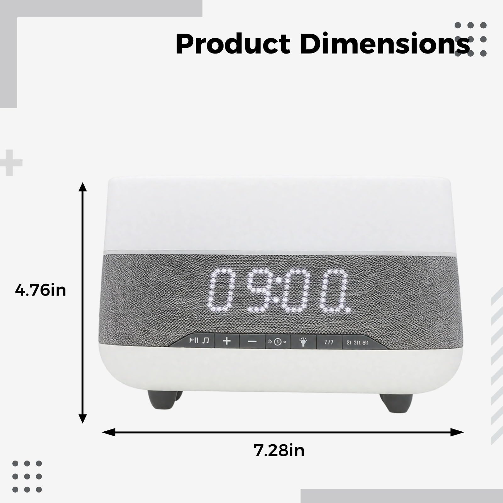 Nawilżacz i dyfuzor olejków eterycznych 300 ml z zegarem i głośnikiem, 7-kolorowa lampka nocna w kolorze białym