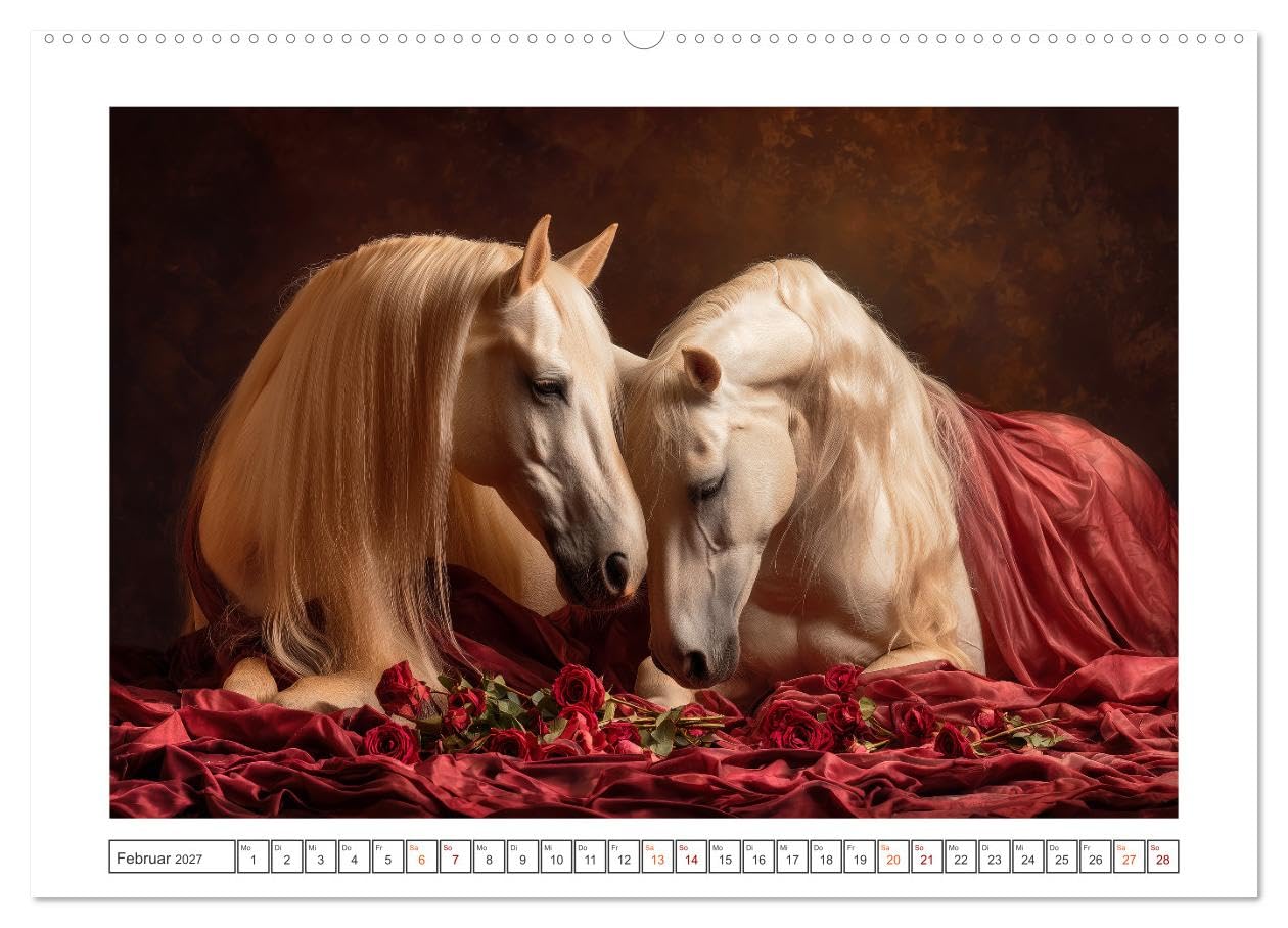 Pferde wie gemalt (hochwertiger Premium Wandkalender 2027 DIN A2 quer), Kunstdruck in Hochglanz: Dieser Kalender zeigt das Pferd als zeitloses Symbol ... im Wechsel der Jahreszeiten. (CALVENDO Tiere)