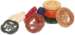 FONDOTIN 12pcs Loofah Chew Toys Hanging Wood chew Toys Bunny Dental Bunny Teeth Toys Guinea Pig chew Toys Rat Toys Hamster Toys Chinchilla chew Toys Hamster chew Rabbit chew pet Mouse Mouse