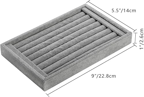 Miniatura 2 de Foraineam Paquete de 4 bandejas de terciopelo con 7 ranuras para aretes, vitrina, soporte para cajones, organizador de almacenamiento de joyas