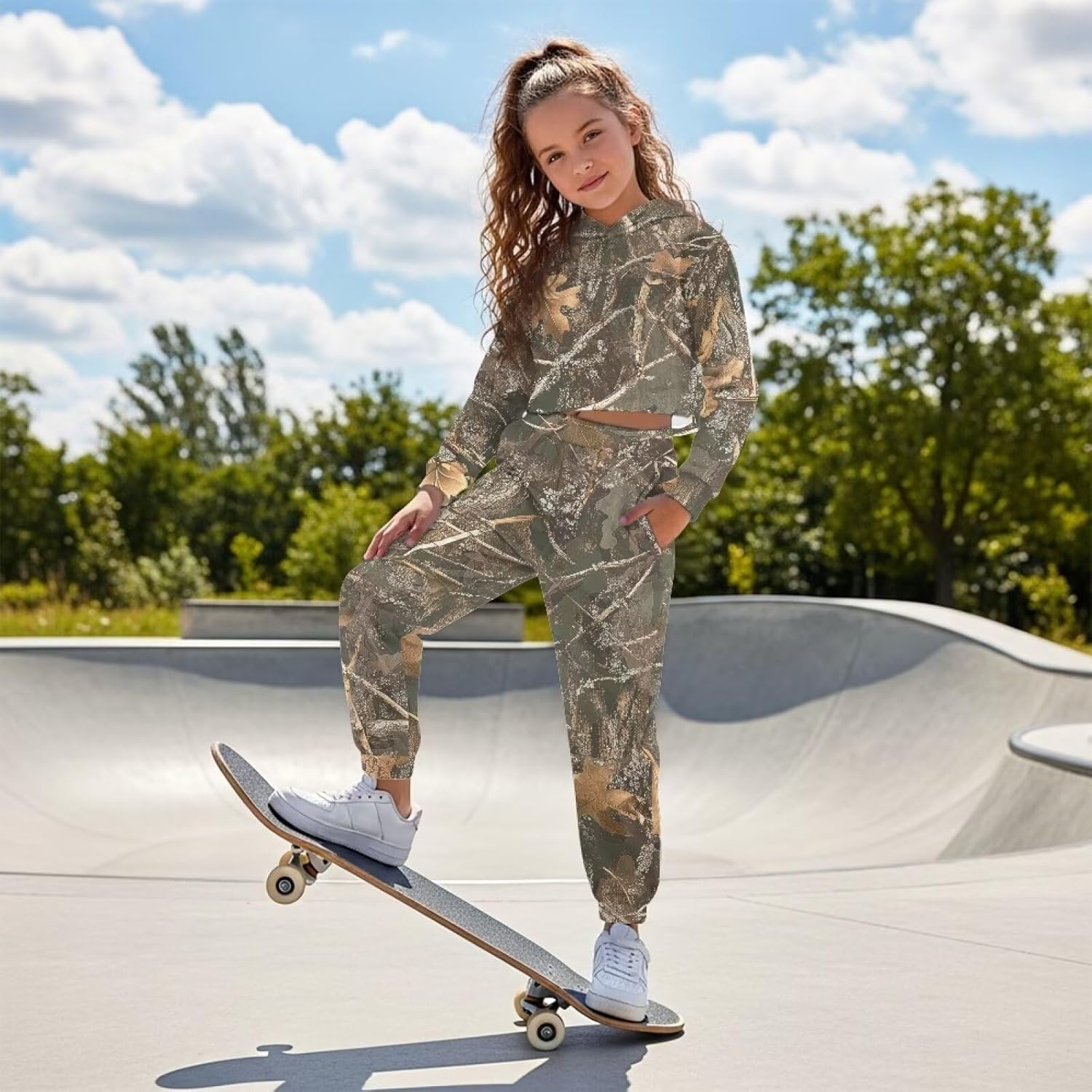 Rnyleeg Fashion Girls Crop Tops Hoodies 4-13Y Long Sleeve Clothing Sets 2 Piece Outfit Sweatsuits Fall Winter Matching Sets