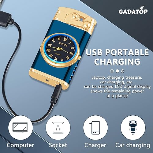 Vista 17 de GADATOP Encendedor eléctrico recargable, encendedor creativo personalizado por USB, encendedor mecedor, resistente al viento, encendedor sin llama