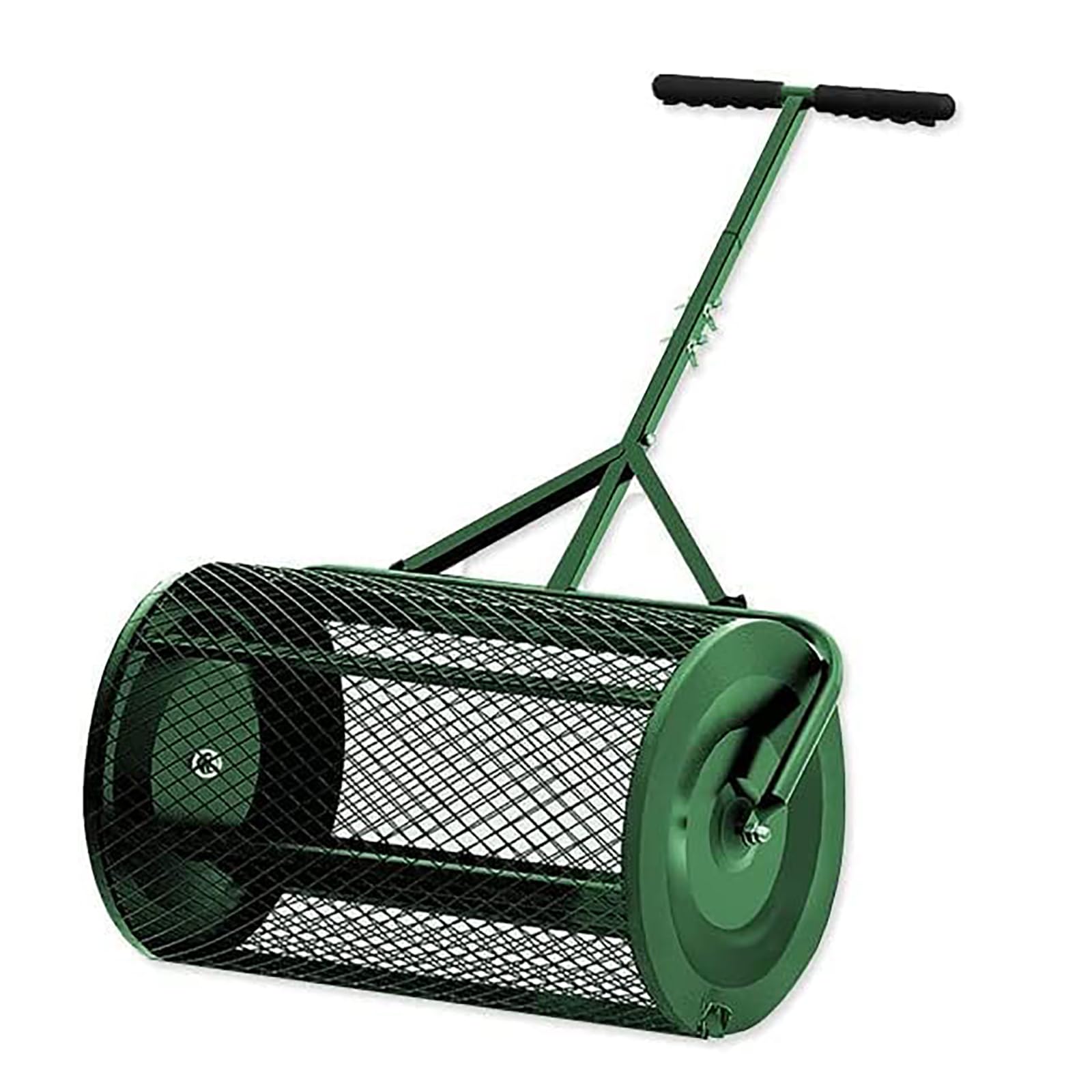 ZbOLi 34 cm x 34 cm x 68 cm langlebige Rasenwalze, Leichter Miststreuer mit verbessertem T-förmigem Griff, oberer Bodenstreuer, für die Rasen- und Gartenpflege, Miststreuerwalze Green