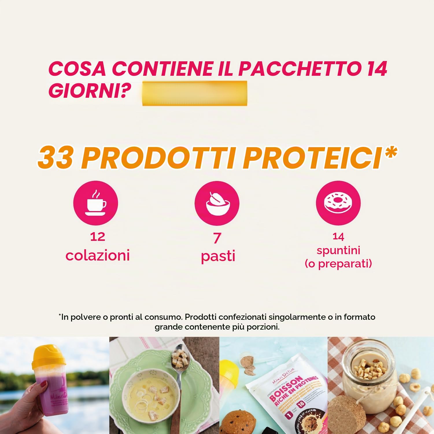 Dieta dimagrante iperproteica kit 14 giorni 33 prodotti senza glutine 1 shaker e 1 guida in omaggio – perdita di peso ottimizzata in 2 settimane