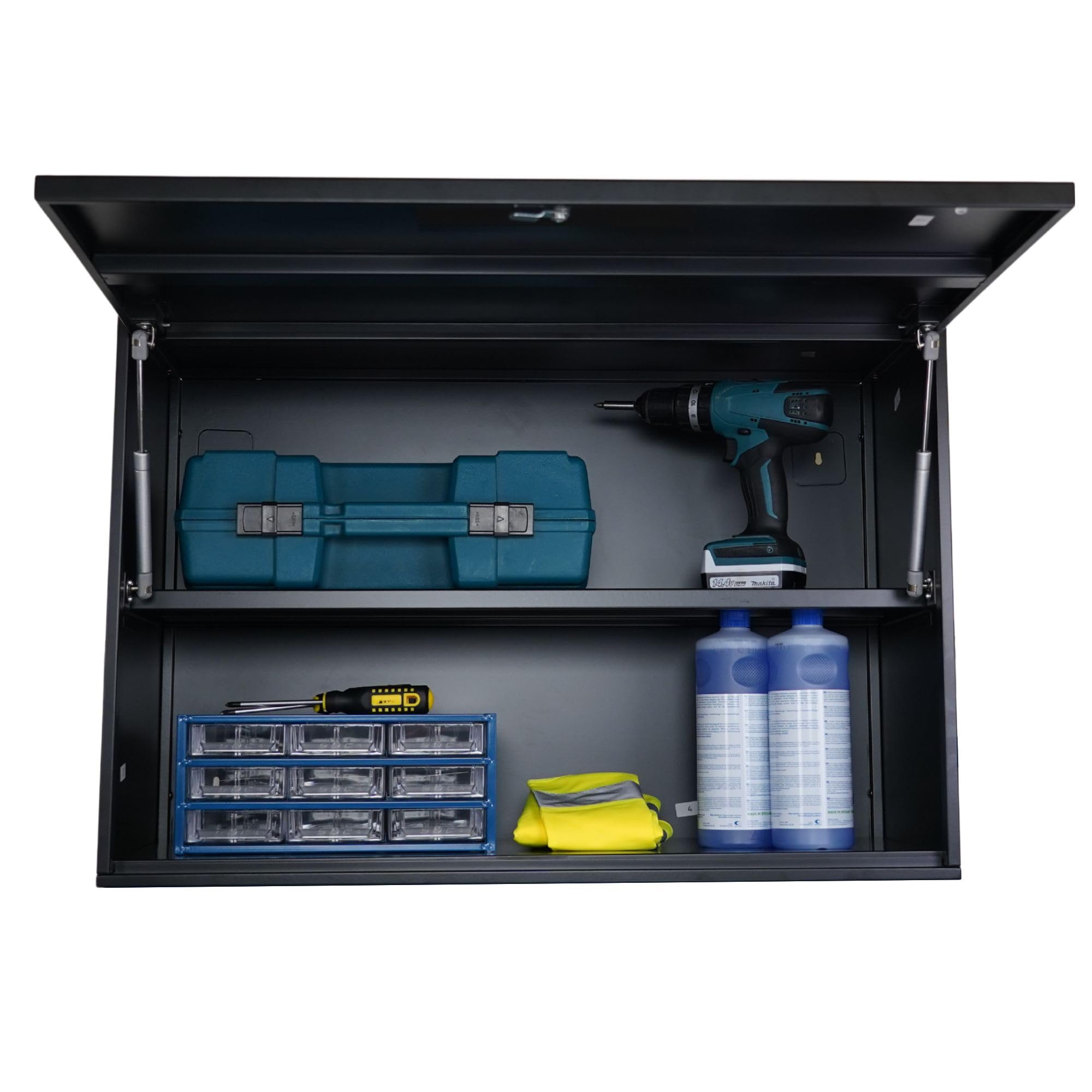 PROREGAL Armoire à Outils Elephant Murale verrouillable en métal Suspendue 55x80x40cm 2 Niveaux en Acier avec revêtement en Poudre Noire 40cm de Profondeur