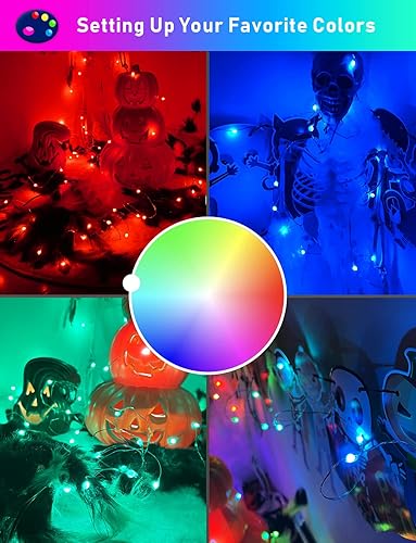 Miniatura 5 de Luces de hadas de 33 pies, efectos personalizados, luces parpadeantes dinámicas para control de aplicación de árbol de Navidad, 44 modos, luces de