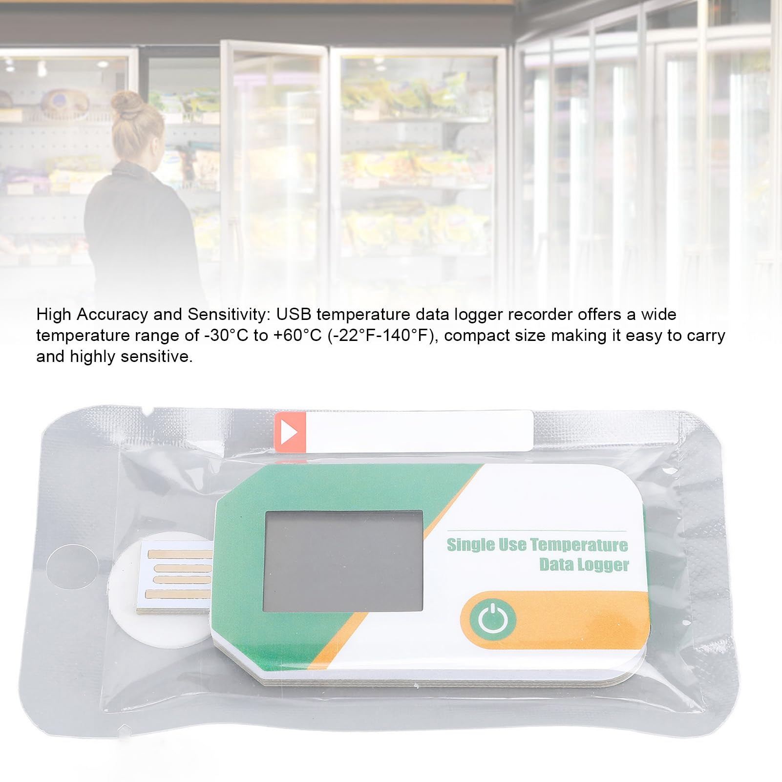 TOPINCN USB Temperature Data Logger Recorder, 32,000 Points High Accuracy Single Use IP67 Digital Temperature Humidity Data Logger for Cold Chain Transportation