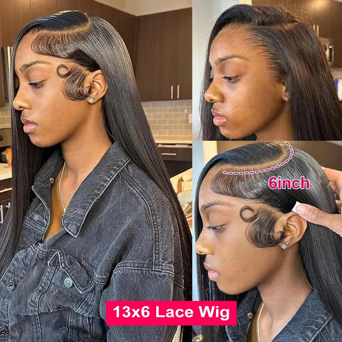 26 Inch 13x6 Lace Front Human Hair Wigs 180 Density Pre Plucked Straight HD Lace Wigs Human Hair 13x6 Straight Lace Frontal Wigs Human Hair Wigs for Women Glueless Wig - Image 4