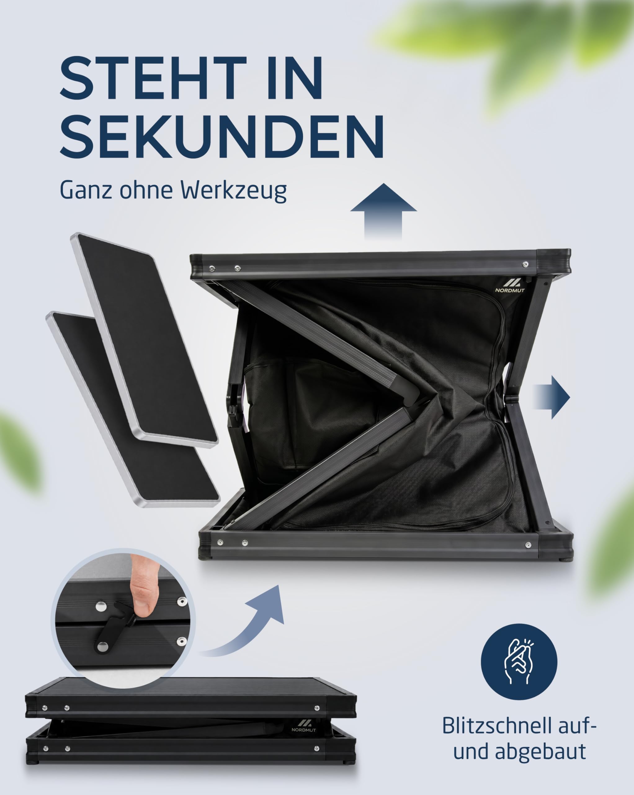 NORDMUT® Campingschrank faltbar – stabile Campingküche mit geräumigen Innenleben – leichtes Camping Regal klappbar für einfachen Transport