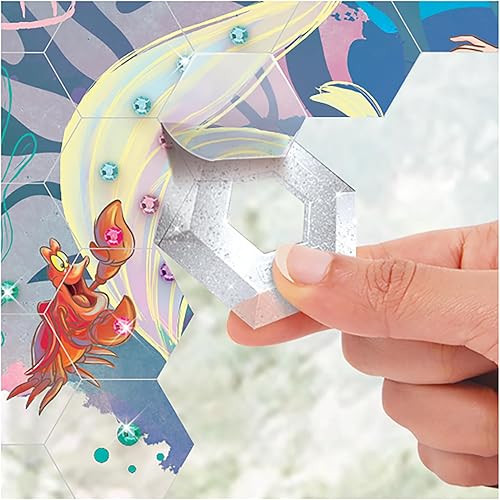 Miniatura 4 de Make It Real Disney: Mosaico de arte para ventanas - La Sirenita - 106 piezas, rompecabezas reutilizables para ventana, crea una imagen de 17.3 x