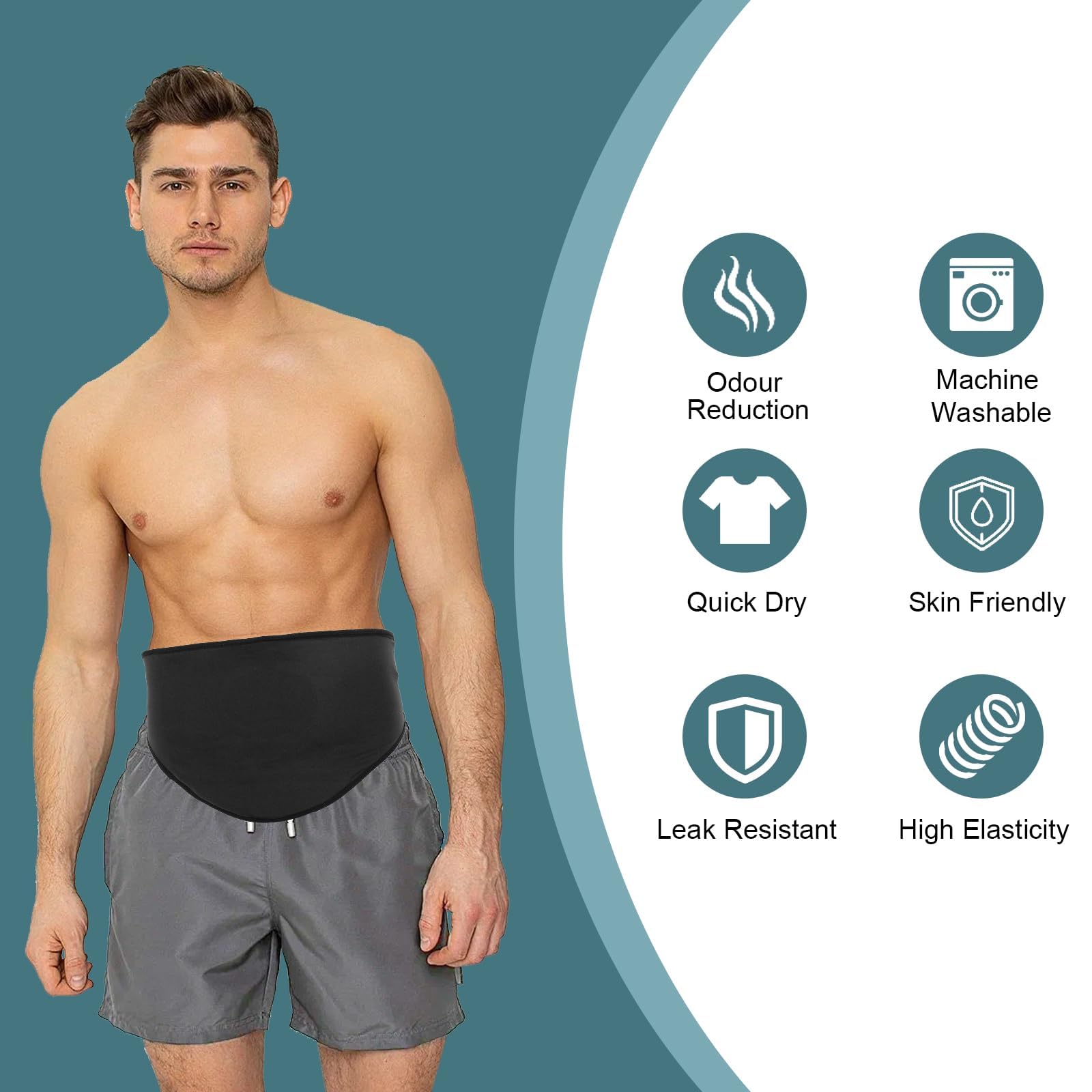 Stoma Gürtel,Stomabeutel,Stomagürtel,Stoma-Schutzhülle,Atmungsaktiver Ostomy Gürtel,Stomabeutel Abdeckung,Ostomy Stützgürtel,Stoma Bandage für Stoma Beutel für Sport & Schwimmen (Large)
