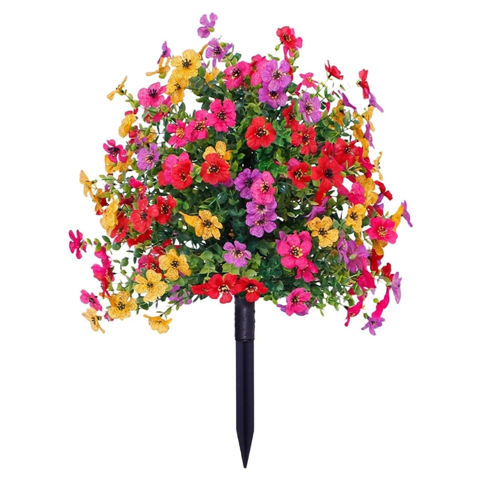 Artificial Morning Glory Flowers with Detachable Garden Stake, UV Resistant Fake Plants Realistic Bush Yard Stakes for Outdoor Decorations, 60cm