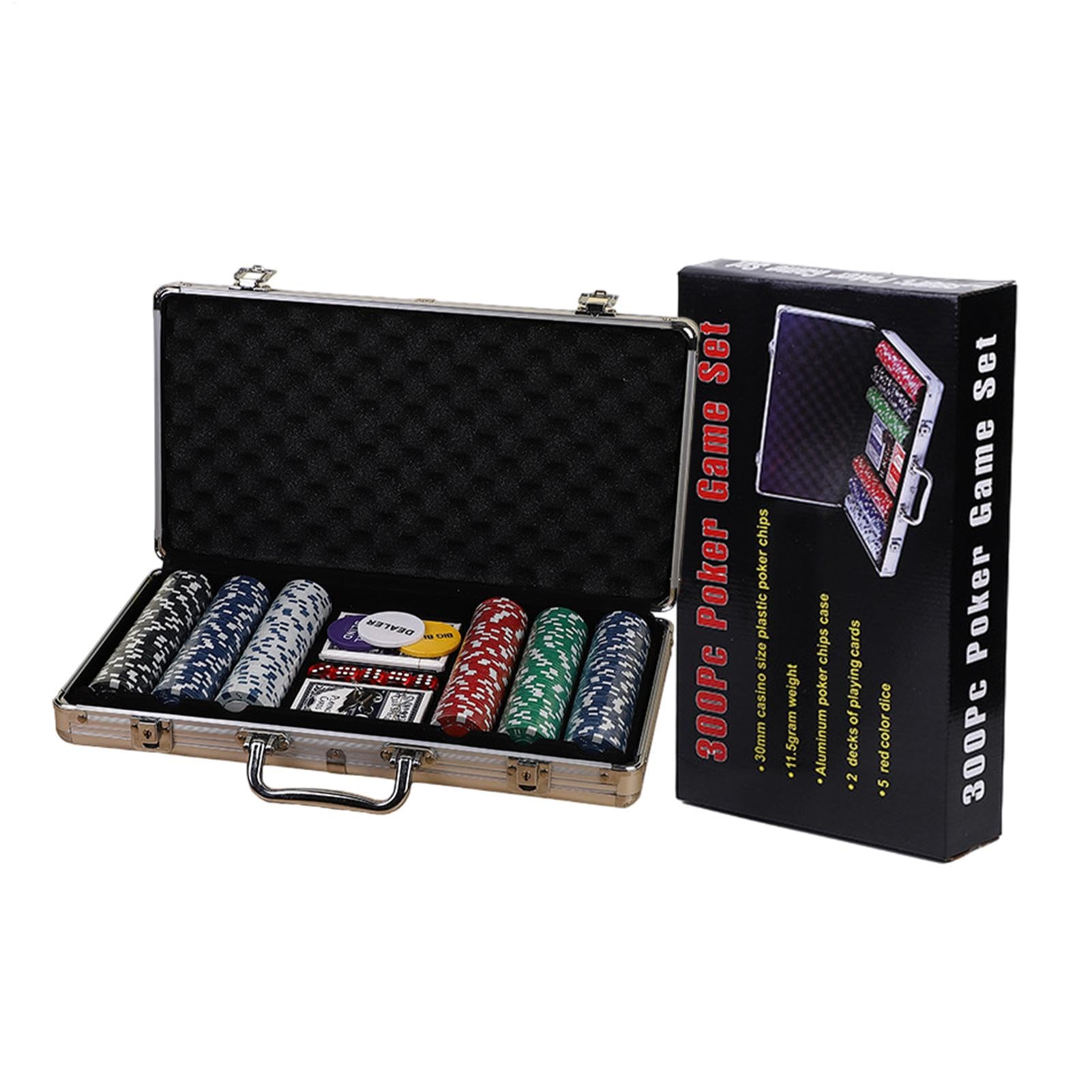 Lot de 300 jetons de poker | de portable avec jetons de poker professionnels pour fêtes - Set de poker coloré avec jetons numérotés - complet de jeux de poker P