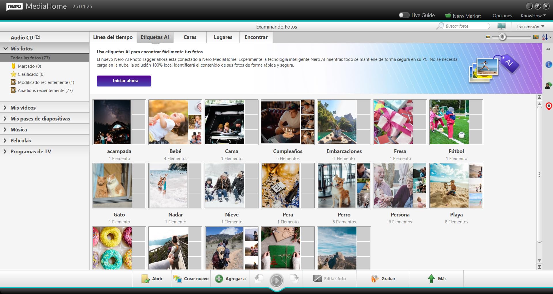 Nero Media Home | Gestionar y reproducir multimedia | Organizador multimedia | Fotos | Música | Vídeos | Archivar | Ordenar | Crear | Reproducir | Windows 11/10/8/7 | 1PC | licencia ilimitada
