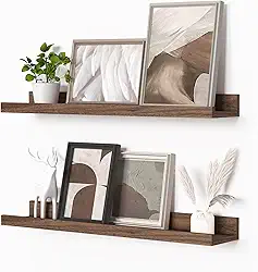 Heimlove Prateleira Para Quadros, Conjunto De 2 Prateleiras Flutuantes, 24 Polegadas, Prateleira Para Quadros Para Parede Com Borda, Estante Infantil Para Livros, Montagem Na Parede Para Sala De Es