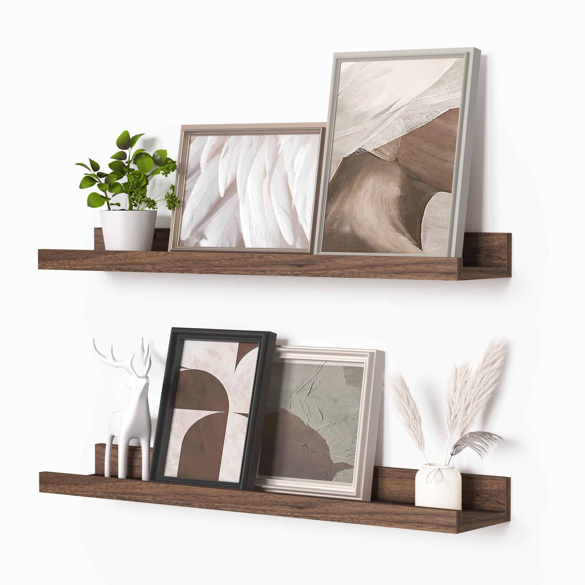 Heimlove 24-Inch Picture Ledge Shelf in Walnut