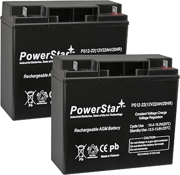 PowerStar 12v 22Ah Sealed Lead Acid Battery replaces UB12180 and Compatible with apc RBC 7 for UPS x2