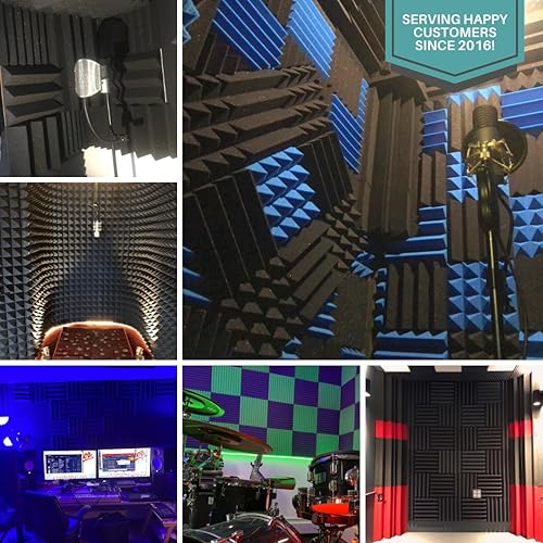 Miniatura 8 de Espuma de estudio de sonorización acústica - Color - Paneles de azulejo de estilo cuña 12 x 12 x 3 pulgadas de grosor.