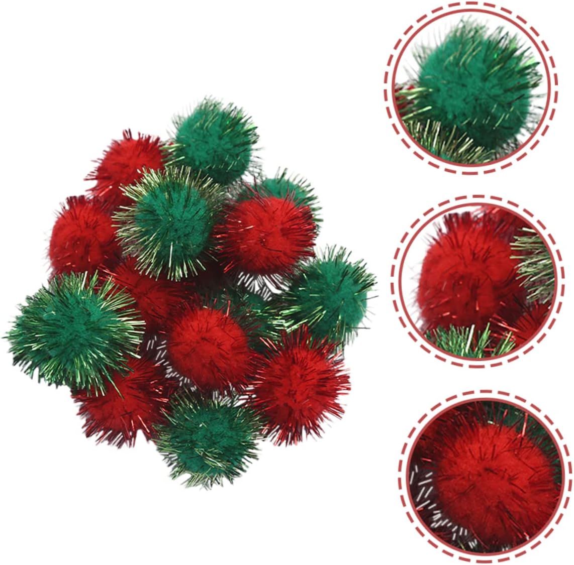 ABOOFAN 1000pcs Glitter Pom Poms for Christmas Crafts Mixed and for Holiday Decorations for Tree Ornaments and Projects