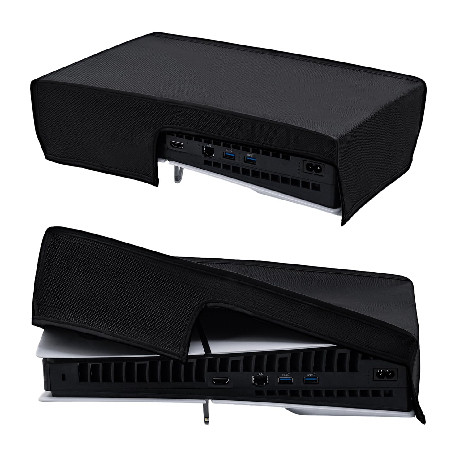 Housse de Protection Anti-Rayures/étanche Uniquement pour PS5 Slim Digital Edition et Disc Consoles-Pas POUR PS5/Pro -Horizontal - Noir