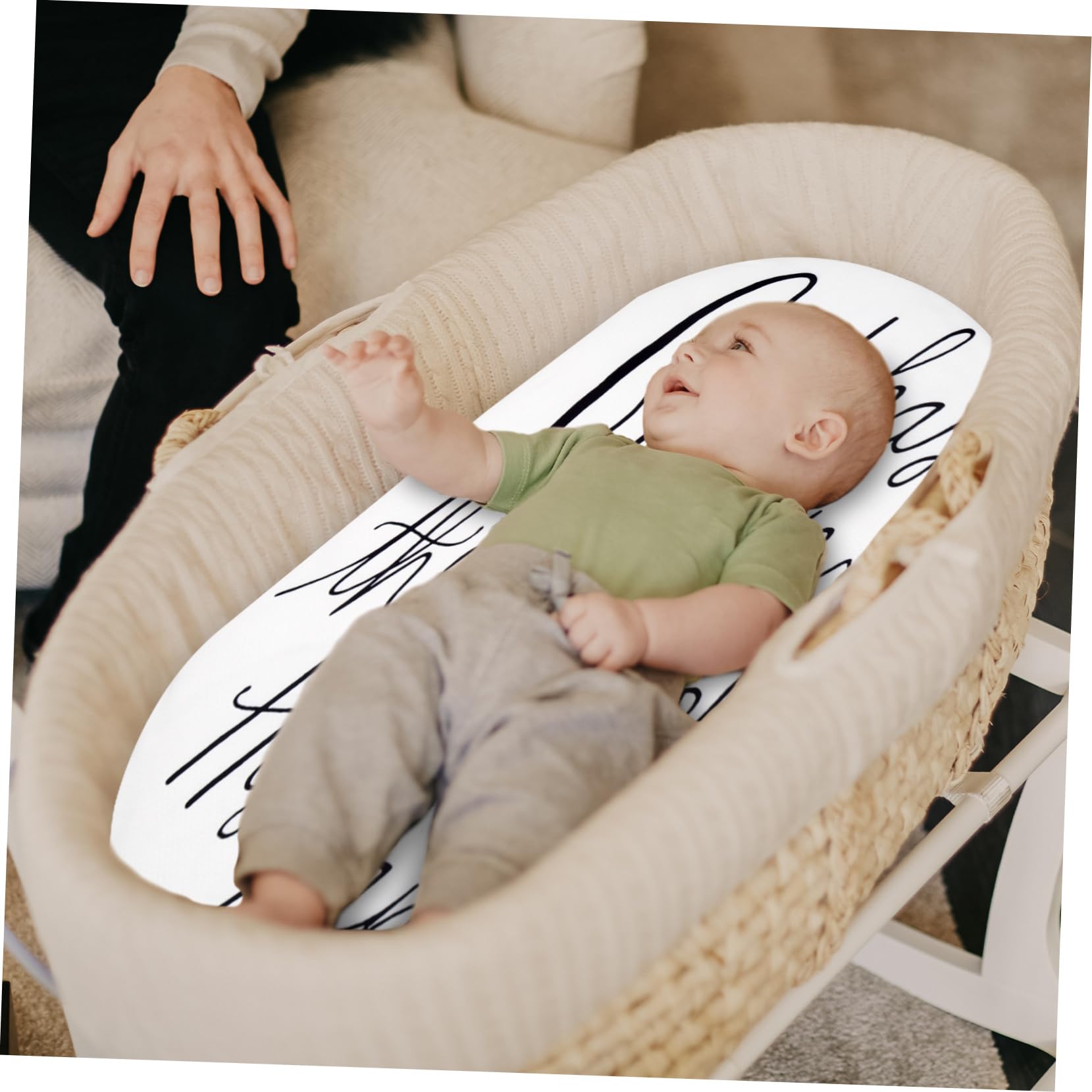 HAPINARY Knitted Bassinet Sheet for Boys Soft Removable Fitted Cradle Cover Easy to Clean Washable Chic Pattern for Nursery Bedding