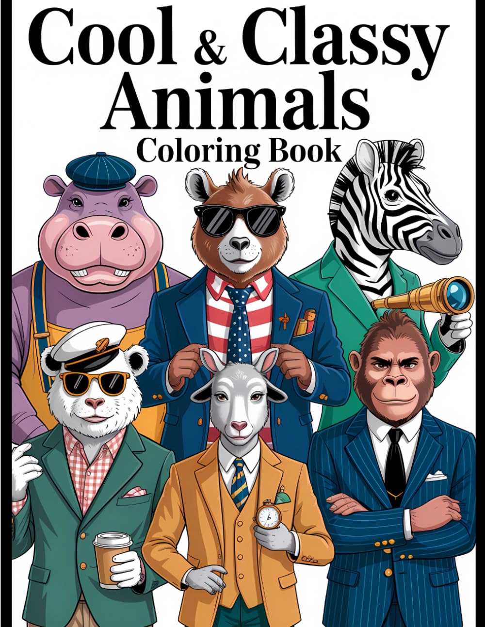 Cool & Classy Animals Coloring Book: Stylish Animal Portraits in Trendy Outfits for Adults and Teens